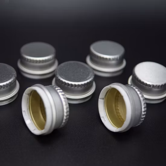 28mm Pco Bevande analcoliche gassate di lusso Vite di metallo Vodka Liquore Alcool Tappi di bottiglia di vetro d'acqua in plastica di alluminio